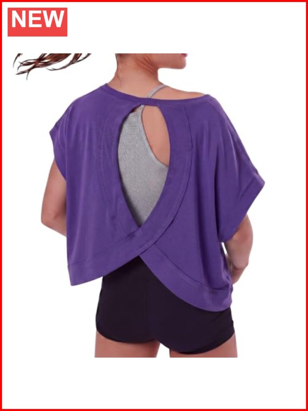 Women Open Back Workout Crop Top Athletic Short Sleeve Tee